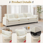 URRED Modular Sectional Sofa Comfy Cloud Couch, Modern Chenille Sofa Sleeper Deep Seat Couches with Ottoman/Pillows for Living Room (White, 117'')