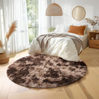 Amdrebio Brown Tan Fluffy Shag Round Circle Area Rug 4Ft - Image 7