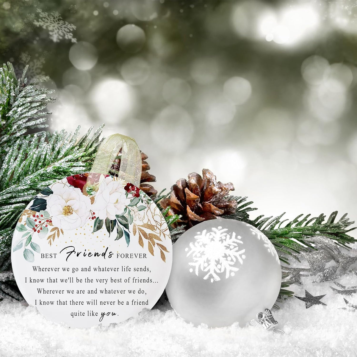 Friend Ornaments 2025 Best Friend Ornament Christmas Ornament Friendship Besties Forever Ornament Friends Tree 2.9"