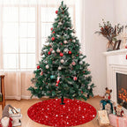 MODFUNS Red Christmas Tree Skirt Mini Glitter Tree Skirts 21 Inch Sequin Xmas Tree Skirt Thick Velvet Tree Mat Small Sparkly Tree Skirts Bling Christmas Tree Skirting Collar for Winter Holiday Decor