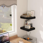 Fun Memories 12 Inch Floating Shelf, Rustic Wood Wall Shelves for Wall Decor & Storage, 12 x 12 Floating Shelf for Living Room, Bathroom, Bedroom, Black, Set of 2