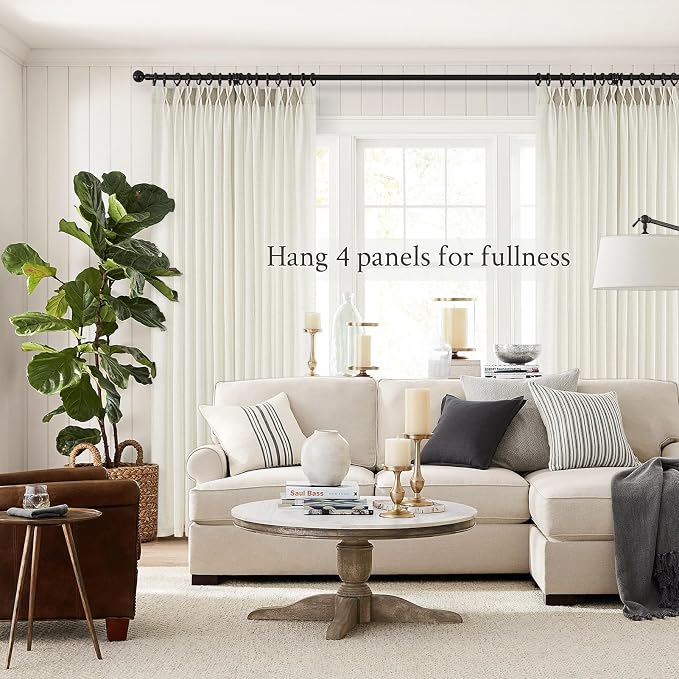 Topfinel 120 Inch Curtains 2 Panels Set, Two Packs Pinch Pleat Back Tab Linen - Image 6