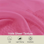 Hot Pink Sheer Curtains for Bedroom Living Room 96 Inches Long 2 Panels - Image 3