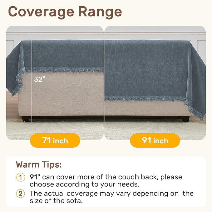 2 Pieces Sectional Couch Covers L Shaped Cover XXXL Dusty Blue | Thick Washable - Image 5
