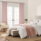 Pinch Pleated Pink Blackout Curtains Short 2 Panels Set 45 Inch Length - Image 4