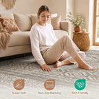 cotiled Boho 10x14 Area Rug for Living Room: Large Moroccan Washable Rug | - Image 3