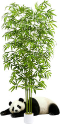 Artificial Tree Fake Plants, Artificial Bamboo Tree 7FT Tall in White Potted, Artificial Tree Indoor Decor Bamboo Silk Tree with Natural Wood Trunk, for Home Office Living Room Modern