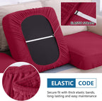 hyha Waterproof Sectional Couch Covers, Non Slip Sofa Couch Cushion Covers L Shape, Thick Stretch Jacquard Fabric, Washable Sofa Slipcovers with Elastic Bottom (1 Piece for Chaise XL, Wine Red)
