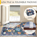 RELEANY Floral Washable 2x3 Area Rugs Doormat Blue/Grey | Flower Carpet Print - Image 5