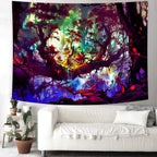 Delur Fantasy Forest Tapestry Mystical Landscape Magical Enchanted Forest Tree Nature Tapestry Psychedelic Wall Hanging Headboard for Bedroom Living Room Home Decor (51.2" x 59.1")