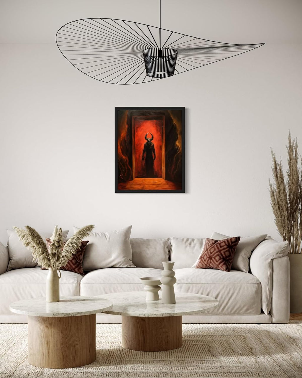Satan and Hell Poster Art Print, Halloween Scary Vintage Wall Art Academia Spooky Painting Decoration for Horror Prints, Gothic Posters Bedroom Decor 89 (Satan and Hell, 8 x 10 inches, Unframed)