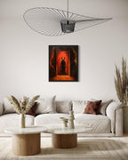 Satan and Hell Poster Art Print, Halloween Scary Vintage Wall Art Academia Spooky Painting Decoration for Horror Prints, Gothic Posters Bedroom Decor 89 (Satan and Hell, 16 x 20 inches, Black Frame)