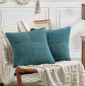 Fancy Homi 2 Packs Teal Decorative Throw Pillow Covers 20x20 Inch for Living Room Couch Bed Sofa, Rustic Farmhouse Boho Home Decor, Soft Corss Corduroy Patchwork Accent Square Cushion Case 50x50 cm