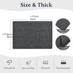 FROMHEART Faux Leather Placemats Set of 6–Waterproof,Heat/Oil Stain-Resistant PU Table Mat–Reversible,Non-Slip,Easy to Clean Place Mats for Kitchen,Dining,Indoor/Outdoor,(Dark Grey,11.8" x 17")