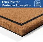 Barnyard Designs Natural Coco Coir Heavy Duty Backing Doormat - Large Cute Non-Slip Front Door Welcome Mat for Outside Entrance or Porch Entry, Brown (17x30, Hello)