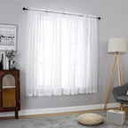 Chyhomenyc White Sheer Curtains 54 Inch Long 2 Panels - Image 2