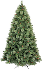 Kadunmina 5ft Artificial Christmas Tree Carolina Pine Tree, Unlit Hinged Premium Xmas Trees with 647 Branch Tips, Pine Cones, Foldable Metal Stand for Home, Office, Holiday Party Decoration