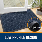 OLANLY Front Door Mat Outside 47x32, All-Season Absorbent Rubber Doormat | Blue - Image 4