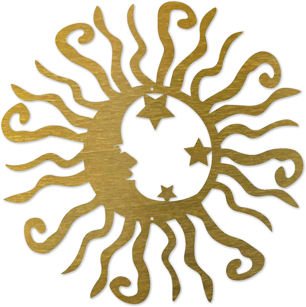 Riverside Designs Wacky Solar Moon Metal Wall Art Steel Outdoor Decor | Heavy-Duty and Waterproof | Made in USA (Gold, 36L x 36W)