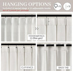 Beige White Thick Natural Linen Light Filtering 104 Inch Extra Long Curtains - Image 8
