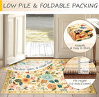 RELEANY Floral Washable Round 8ft Area Rug Ivory/Yellow | Flower Carpet Print - Image 4