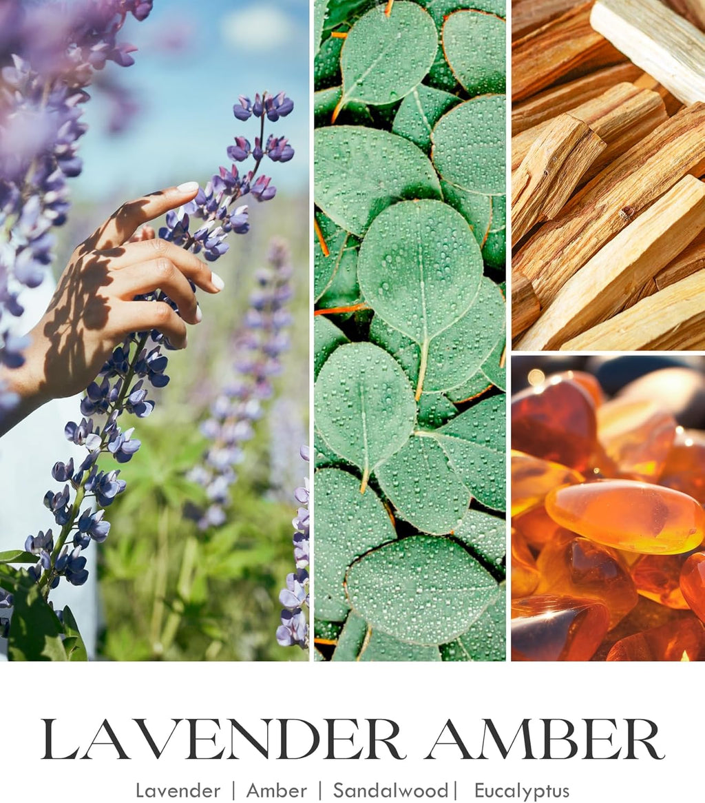 AOOVOO Lavender Amber Candles - 22 oz Scented Candles, Aromatherapy Candle, Soy Candle for Home Scented