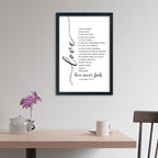LuZhiQiang Love Is Patient Kind Wall Art 16"×11" Love Never Fails Sign 1 Corinthians 13 Bible Verse Wood Framed Wall Hanging Decor (Black)