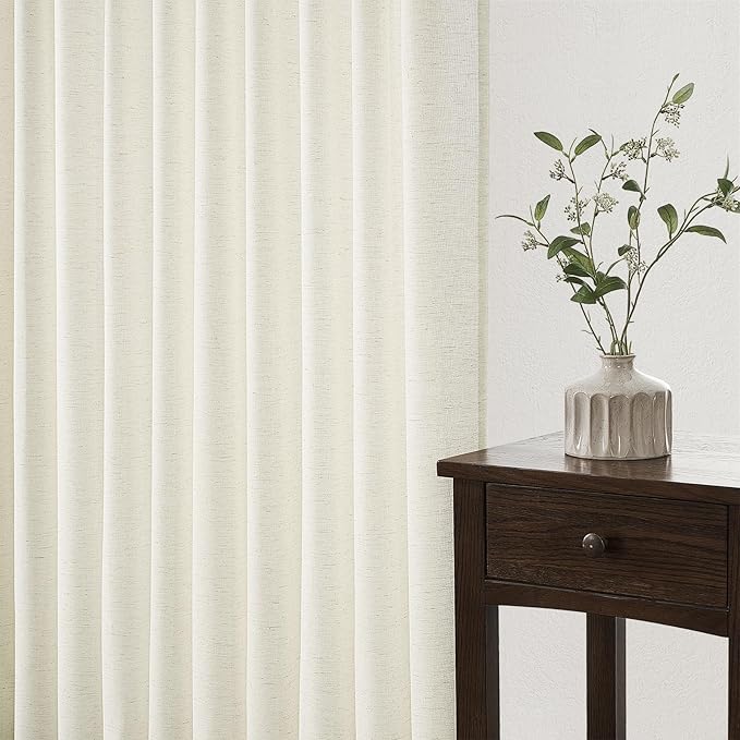 Topfinel 96 Inches Long Pinch Pleated Semi Sheer Curtains, Natural Linen - Image 5