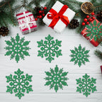 Dark Green Christmas Snowflake Ornaments- 36Pcs Plastic Glitter Hanging Snow Flakes for Christmas Tree Decorations Winter Wonderland Frozen Birthday Party Holiday Home Decor Craft Snowflakes