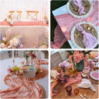 Sioloc 10 Pack Peach Coral Cheesecloth Table Runner Fall Autumn Decor for Home 10ft Table Cloth for Tea Wedding Birthday Party Baby Bridal Shower Halloween Thanksgiving