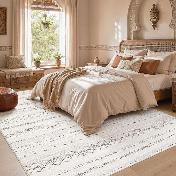cotiled Boho 8x10 Area Rugs for Living Room: Large Moroccan Washable Rug | - Image 6
