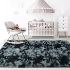 Noahas 4x6 Tie-Dyed Black and Grey Fluffy Area Rug Non-Slip - Image 7