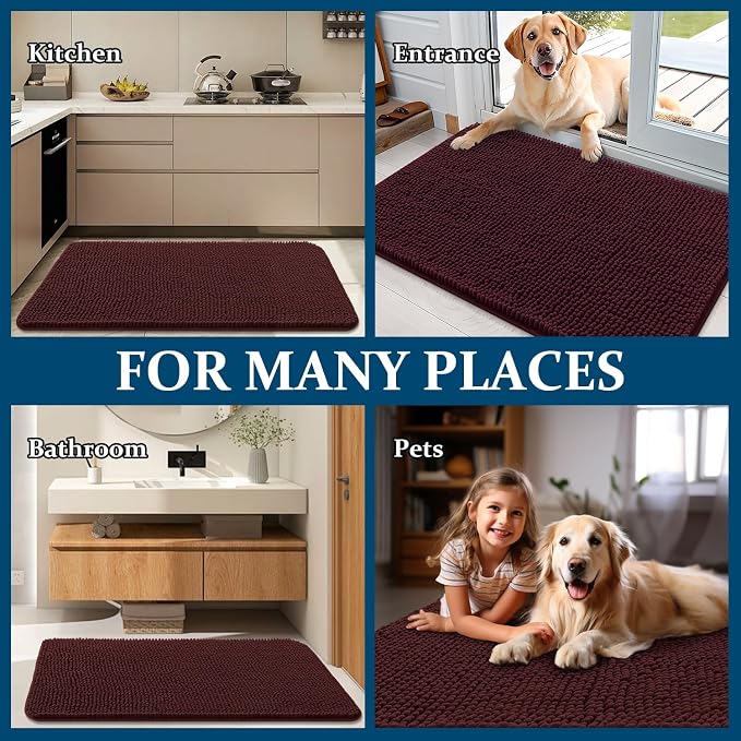 OLANLY Dog Door Mat for Muddy Paws 40x32, Super Absorbent Chenille Mud Mat | - Image 8