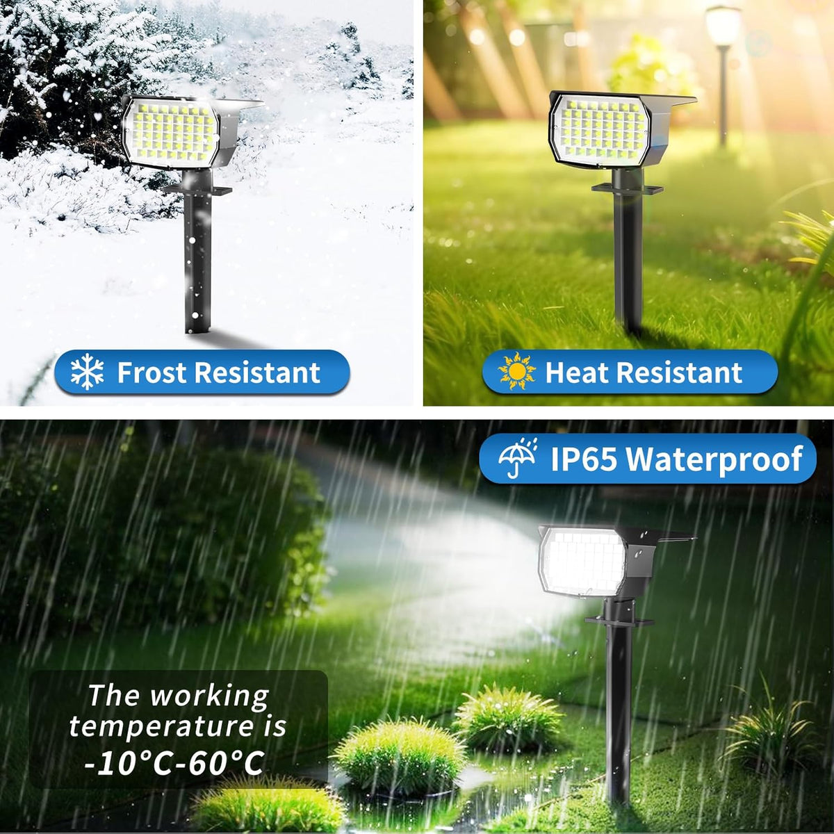 Solar Spot Lights Outdoor 10 Pack, [46 LED/3 Modes] Solar Landscape Spotlights Waterproof, 2-in-1 Auto On/Off Solar Powered Lights for Outside Yard Garden Wall Pathway(Cool White)