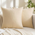MIULEE Beige Chenille Couch Throw Pillow Covers, 18x18 | Set of 2, Soft Neutral - Image 5