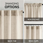 MIULEE Beige Linen Curtains 52x90 Inch 2 Panels - Image 3