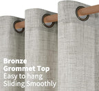 YoungsTex Dark Grey Linen Curtains 48 Inch Length - Image 5
