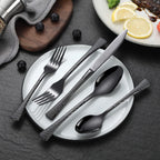 Hammered Black Silverware Set for 8,Stainless Steel 40-Piece Modern Cutlery Set,Mirror Polished Heavy Duty Flatware Set Utensil Set,Knives Spoons and Forks Set,Dishwasher Safe