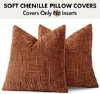 MIULEE Chenille Textured Fall Throw Pillow Covers Burnt Orange 16x16 | Set of 2 - Image 9