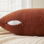 MIULEE Fall Rust Chenille Couch Throw Pillow Covers, 16x16 | Set of 2, Soft - Image 3
