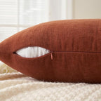 MIULEE Fall Rust Chenille Couch Lumbar Throw Pillow Covers, 12x20 | Set of 2 - Image 3