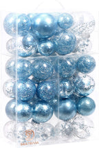 Sea Team Pack of 48 Shatterproof Clear Plastic Christmas Baubles Multi-Size Decorative Christmas Baubles with Stuffed Delicate Decorations (Babyblue)