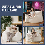 Oversized Bean Bag Chair for Adults, Giant Comfy Plush Boneless Bean Bag Couch with Filler for Kids - Reading Chair for Living Room, Bedroom & Dorm, Single Accent Chair Floor Lounger, Beige