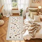 Beige Hallway Runner Rug 2x4 for Bedroom Kitchen | Ultra-Thin;Boho Style;Low - Image 4