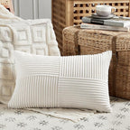 Fancy Homi 2 Packs Cream White Lumbar Decorative Throw Pillow Covers 16x32 Inch - Image 2