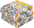 Boho Blanket Throw Quilt, 100% Cotton Soft Light Weight Throw Blankets for Summer, 80"x90" Farmhouse Flower Decorative Blankets, All Season Rustic Reversible Bohemian Throw Quilt