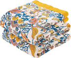 Boho Blanket Throw Quilt, 100% Cotton Soft Light Weight Throw Blankets for Summer, 80"x90" Farmhouse Flower Decorative Blankets, All Season Rustic Reversible Bohemian Throw Quilt