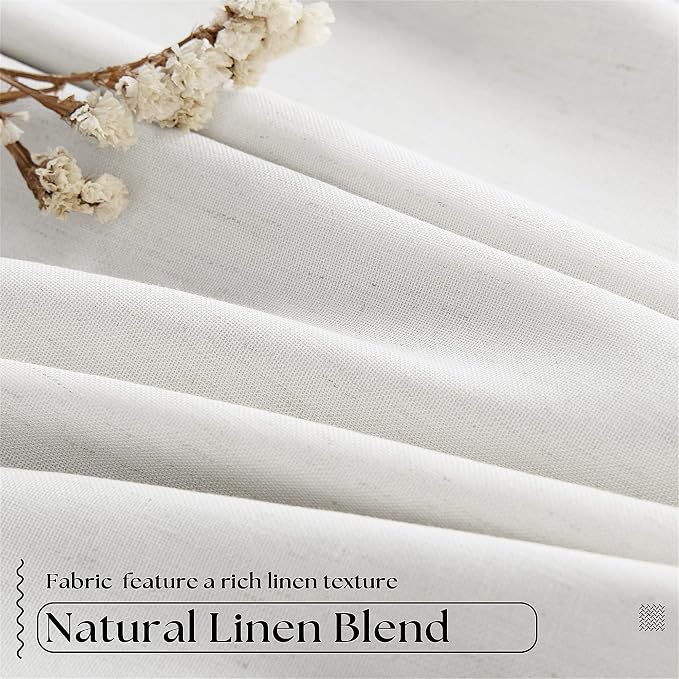 Beige White Pinch Pleated 100% Blackout Linen Curtains W60xL108 1 Panel | Black - Image 4