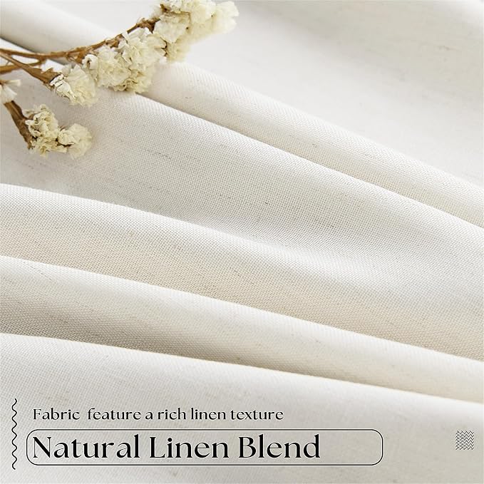 Natural Pinch Pleated Linen Blackout Curtains 84 Inch Length 2 Panels Set | - Image 5