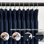 Navy Pleat Wide Width Drapes 80 x 102 inch Long 2 Panels - Image 2